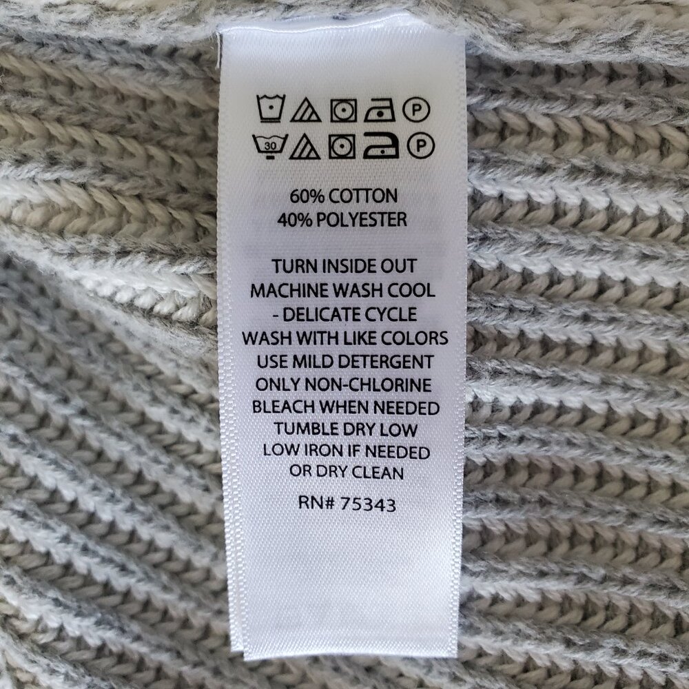 Tahari Gray Ribbed Open Front Cardigan M Cotton Blend Relaxed Fit Sweater - Picture 6 of 6